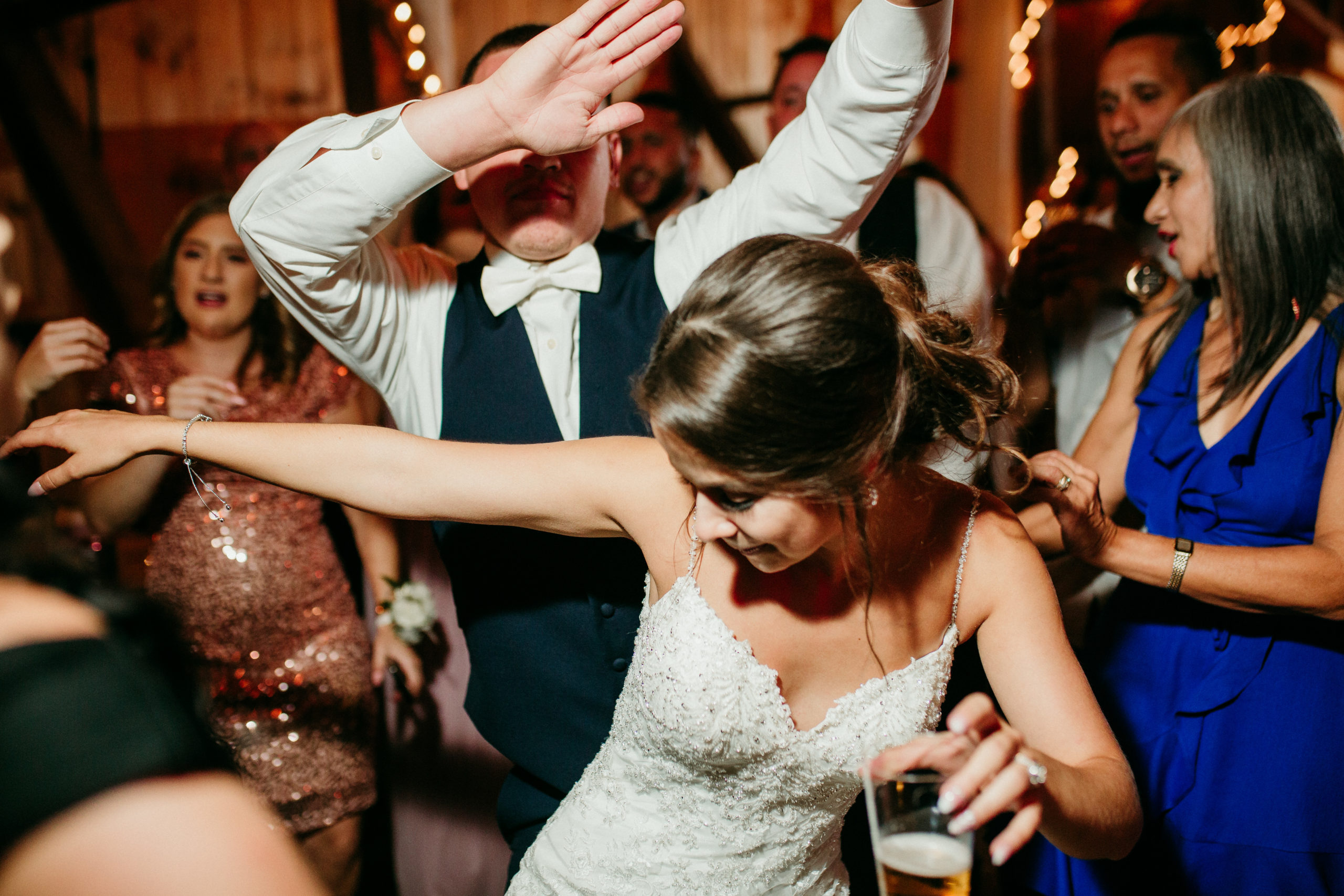 bride and groom dancing at reception 